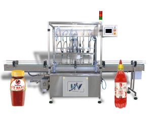máy chiết rót tương ớt, sa tế tự động