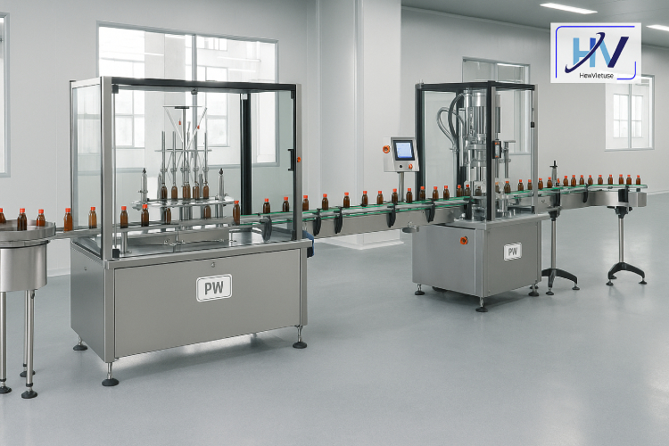 Dây chuyền máy chiết rót siro công nghiệp – tiêu chuẩn dược phẩm GMP