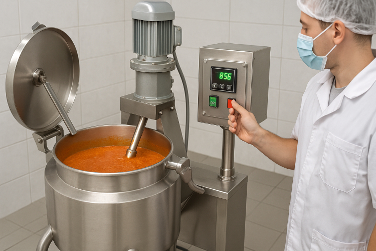 Nấu và thanh trùng nguyên liệu sản xuất tương ót